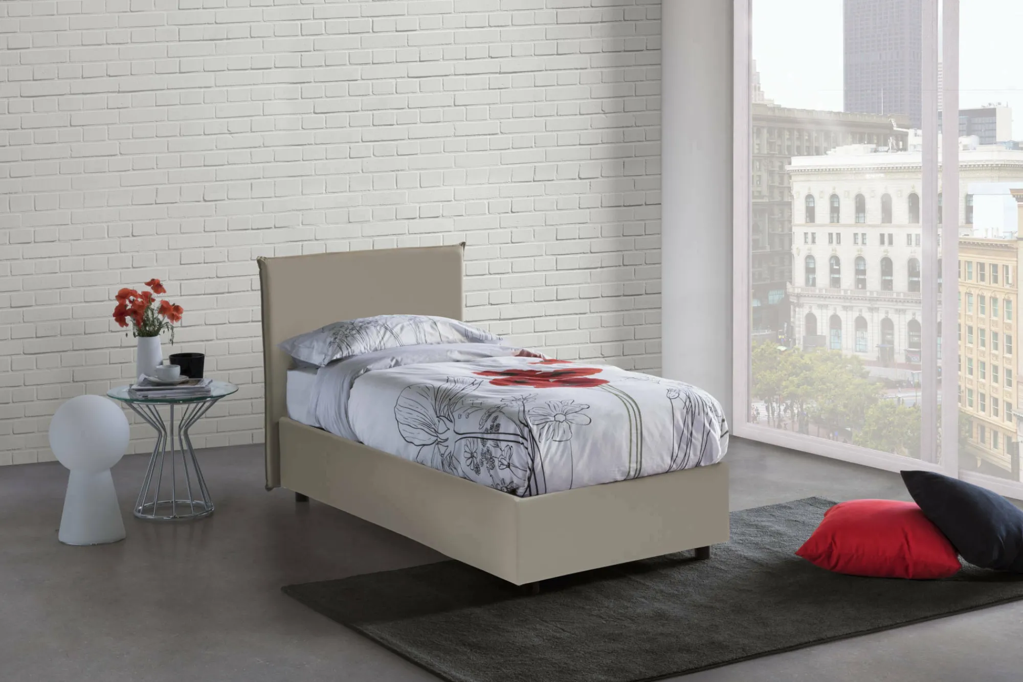 Letto singolo Tashkent, con materasso Cm 80x190 incluso,<Dmora Online