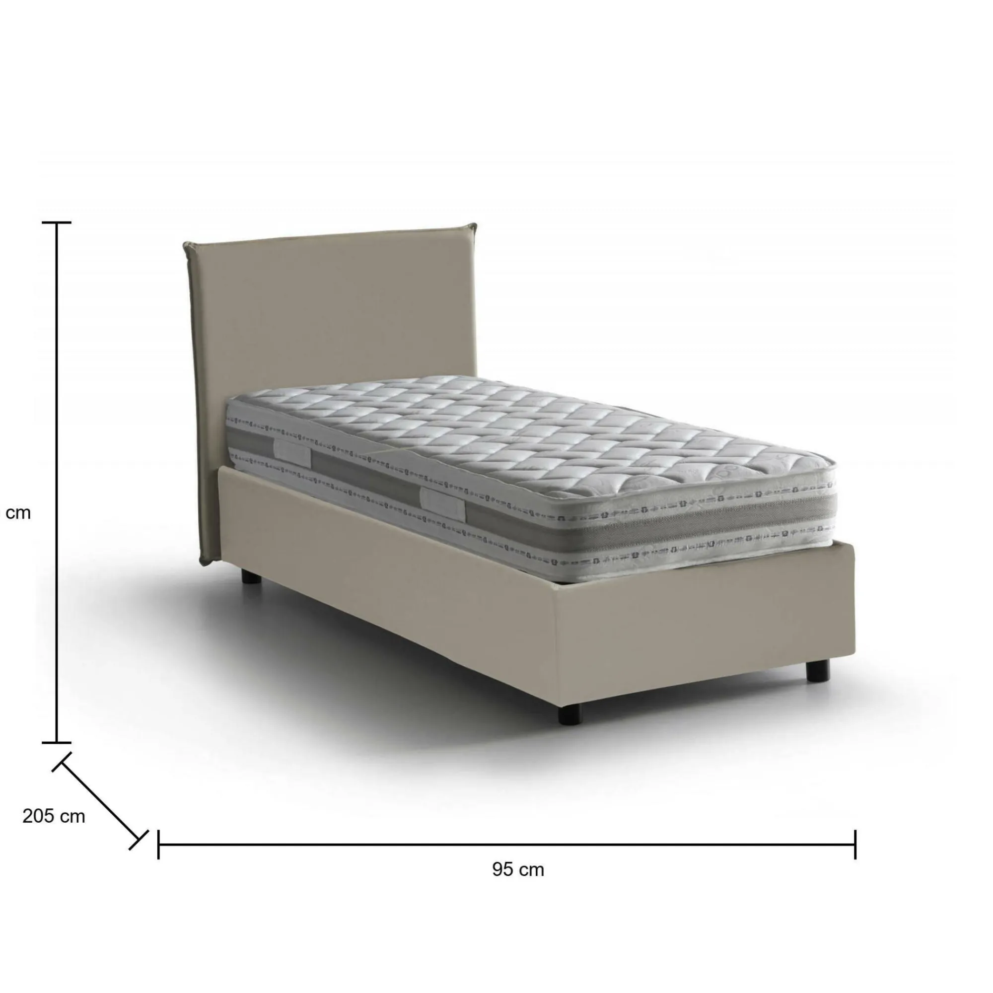 Letto singolo Tashkent, con materasso Cm 80x190 incluso,<Dmora Online