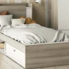 Letto singolo Wali, 200x120 h 91 cm, Rovere e Bianco opaco<Dmora Shop