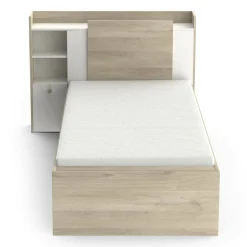 Letto singolo Wali, 200x120 h 91 cm, Rovere e Bianco opaco<Dmora Shop