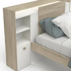 Letto singolo Wali, 200x120 h 91 cm, Rovere e Bianco opaco<Dmora Shop