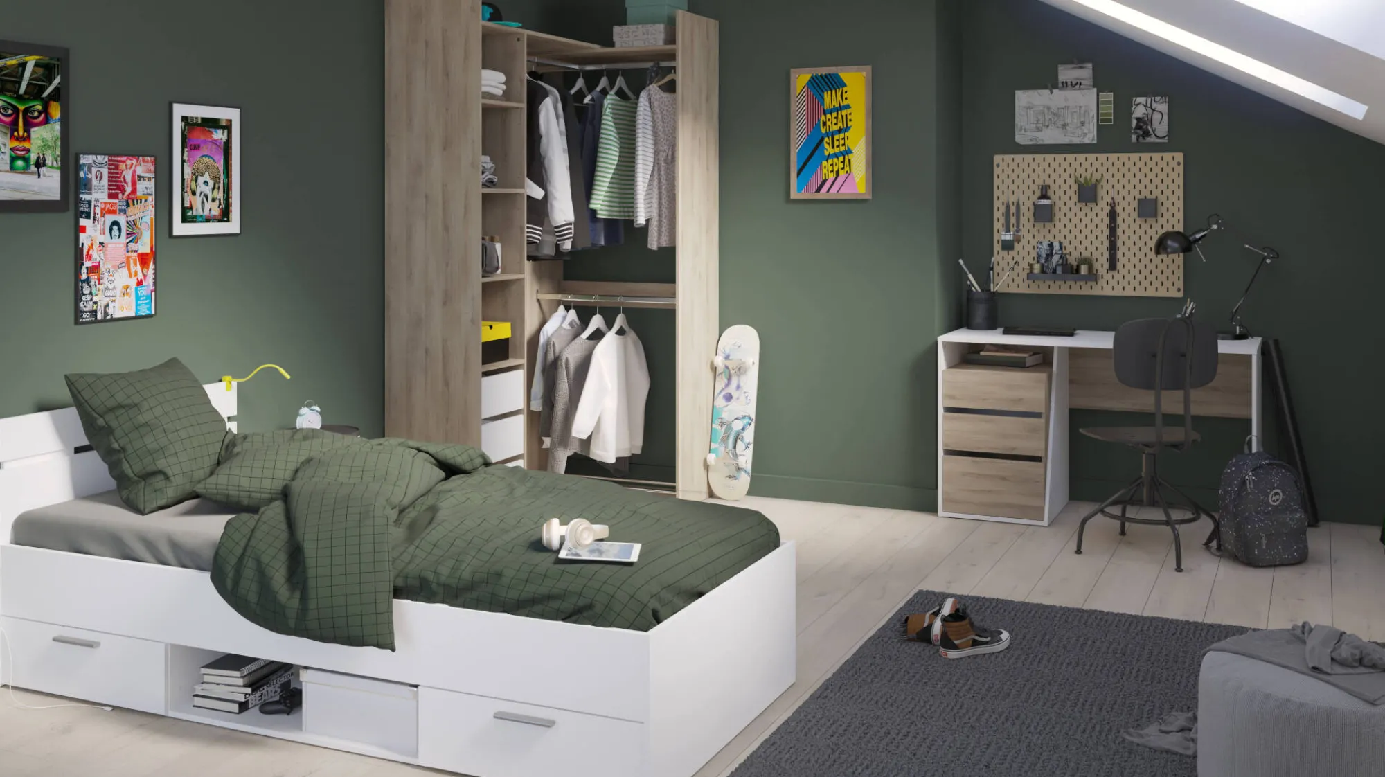 Letto singolo Zone, 200x90 h74 cm,<Dmora New
