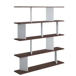 Libreria a quattro ripiani con divisori, cm 130 x 25 x 141, colore e quercia<Dmora Shop