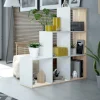 Libreria Abilu, 108x28h110 cm, Bianco e Rovere<Dmora Discount