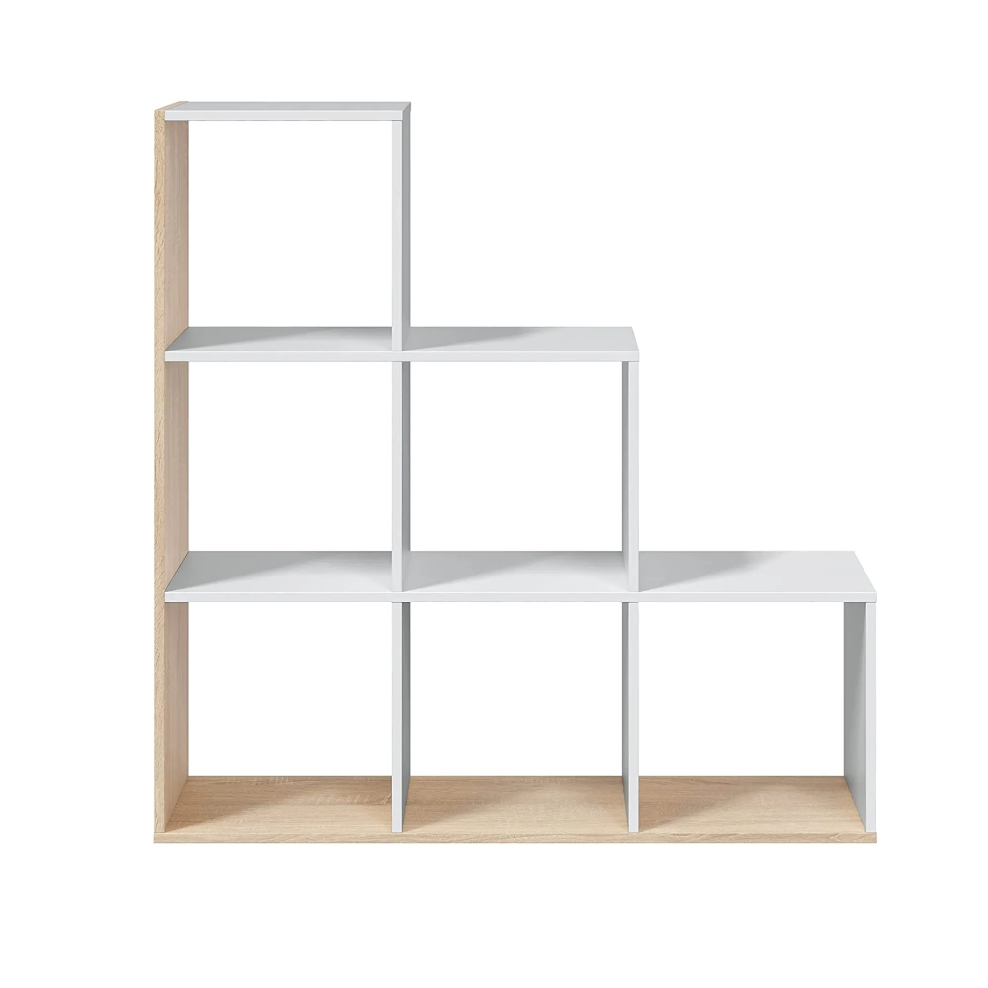 Libreria Abilu, 108x28h110 cm, Bianco e Rovere<Dmora Discount