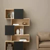 Libreria Acetosella, 32x96 h166 cm, Rovere e Nero<Dmora Cheap