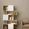 Libreria Acetosella, 32x96 h166 cm, Rovere e Bianco<Dmora Shop