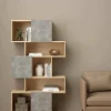 Libreria Acetosella, 32x96 h166 cm, Rovere e Cemento<Dmora Fashion