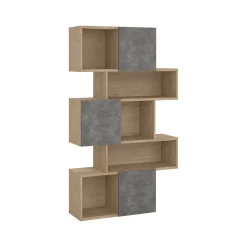 Libreria Acetosella, 32x96 h166 cm, Rovere e Cemento<Dmora Fashion