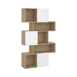 Libreria Acetosella, 32x96 h166 cm, Rovere e Bianco<Dmora Shop