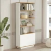 Libreria Achromic, 75x27h168 cm, Quercia e Bianco<Dmora New