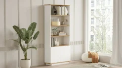 Libreria Achromic, 75x27h168 cm, Quercia e Bianco<Dmora New