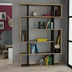 Libreria Agamermis, 110x26h161 cm, Quercia e Antracite<Dmora Flash Sale