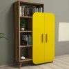 Libreria Agni, 90x32 h132 cm, Noce e Giallo<Dmora Hot