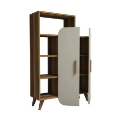 Libreria Agni, 90x32 h132 cm, Noce e Crema<Dmora Discount