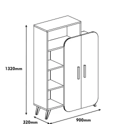 Libreria Agni, 90x32 h132 cm, Noce e Crema<Dmora Discount