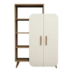 Libreria Agni, 90x32 h132 cm, Noce e Crema<Dmora Discount