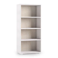 Libreria Aky, 60x30h130 cm, Bianco e Rovere<Dmora Sale
