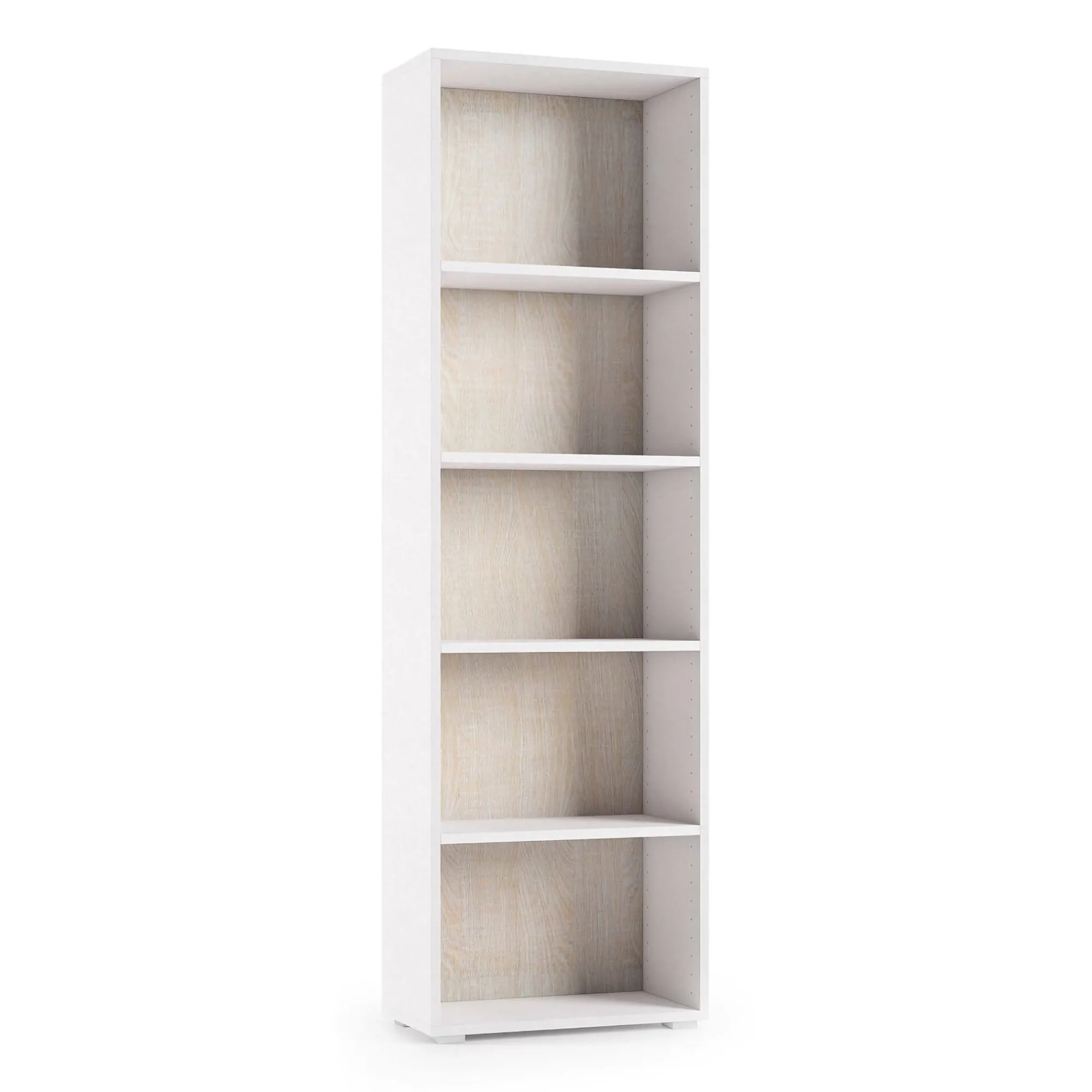 Libreria Allevien, 60x30h195 cm, Bianco e Rovere<Dmora Sale