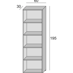 Libreria Allevien, 60x30h195 cm,<Dmora New