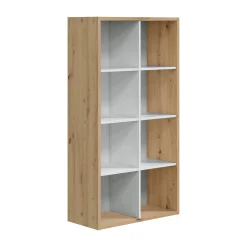 Libreria Alliers, 72x33h137 cm, Rovere effetto nodi e Bianco<Dmora Outlet