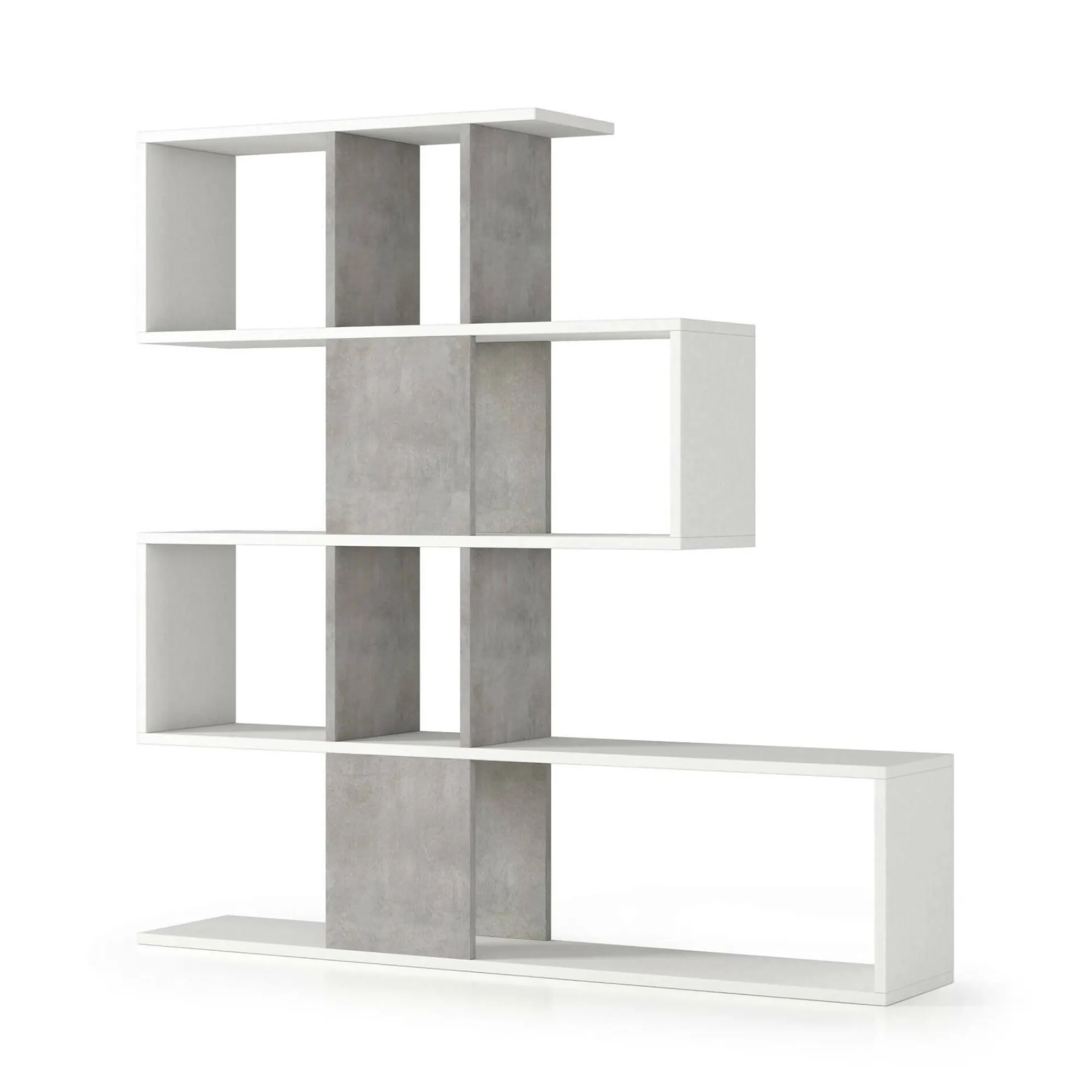 Libreria Allison, 145x29h145 cm, Bianco e Cemento<Dmora Clearance