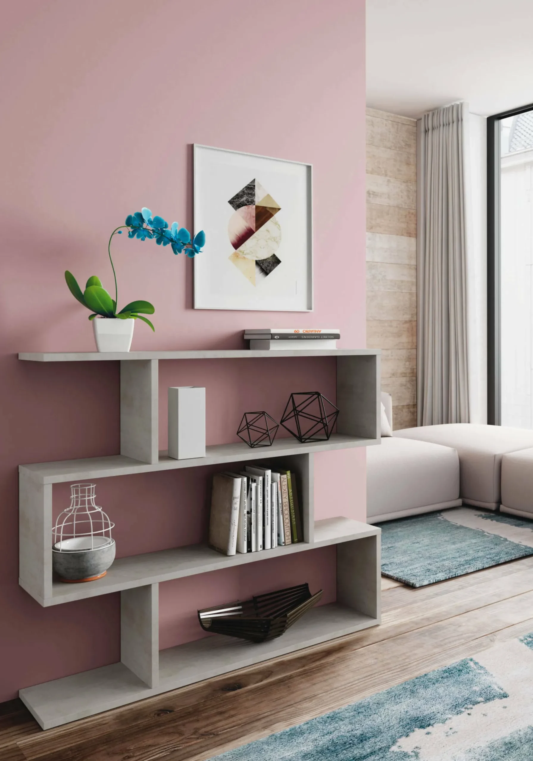 Libreria Amerigo, 110x24h97 cm, Grigio<Dmora Fashion