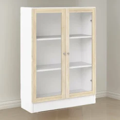 Libreria Amphan, 28x79 h107 cm, Bianco e Quercia<Dmora Best