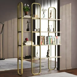 Libreria Angylla, 125x28h180 cm, Giallo<Dmora Hot
