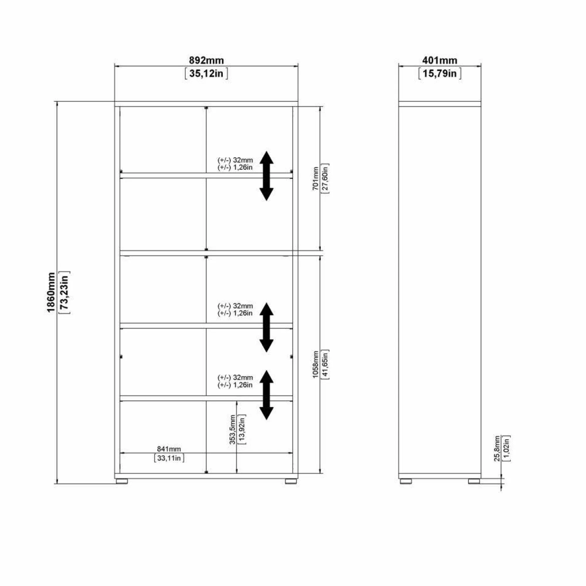 Libreria Apice, 89x40 h186 cm,<Dmora Store
