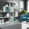 Libreria Aracnidi, 145x29h145 cm, Bianco e Cemento<Dmora Best
