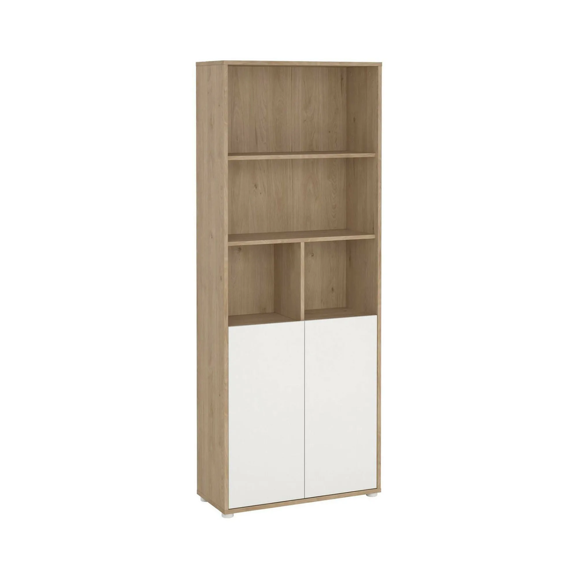 Libreria Arancio, 34x80 h205 cm, Rovere e Bianco<Dmora Best