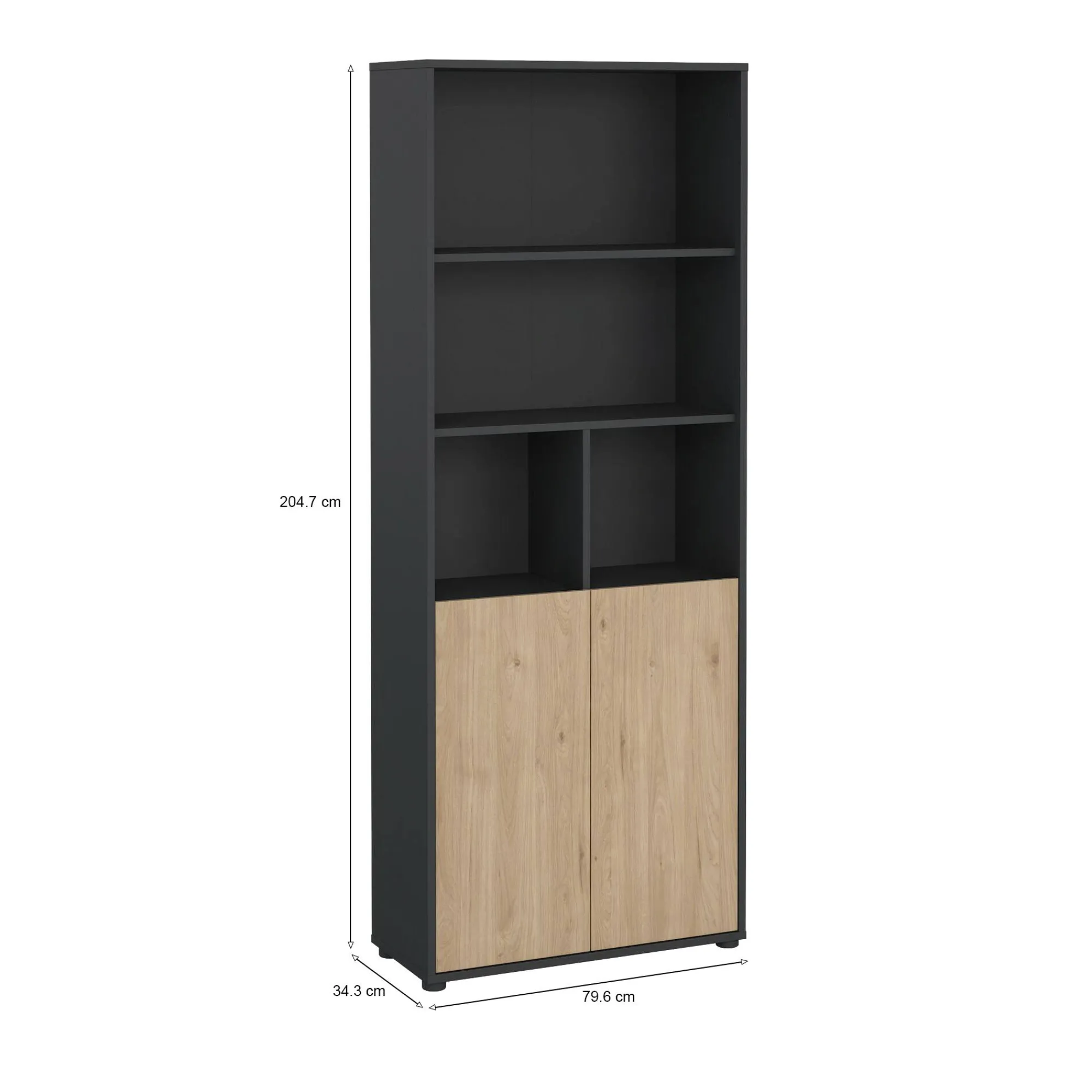 Libreria Arancio, 34x80 h205 cm, Rovere e Grigio<Dmora Best Sale