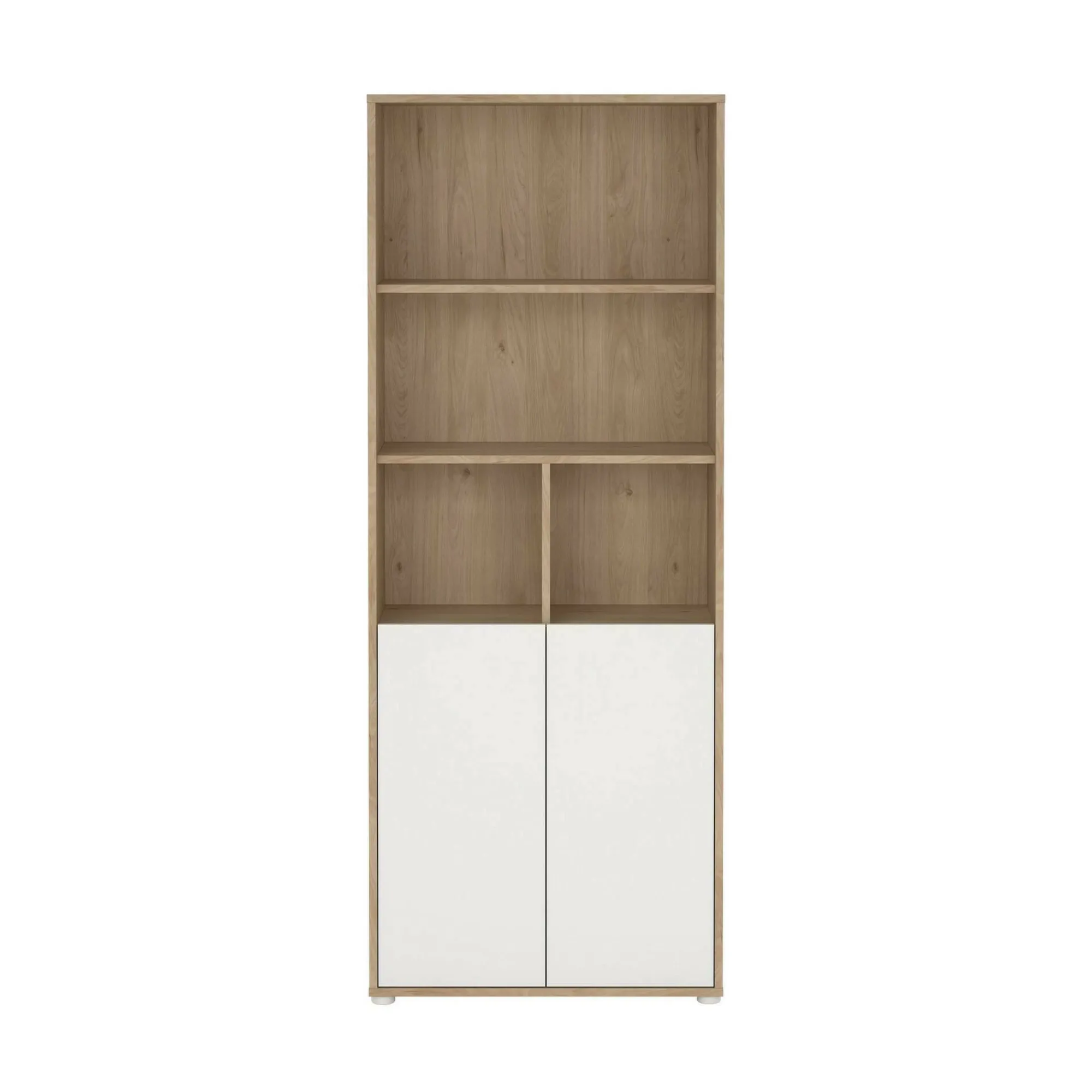 Libreria Arancio, 34x80 h205 cm, Rovere e Bianco<Dmora Best