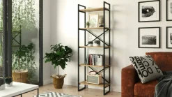 Libreria Arbus, 58x30h175 cm, Quercia e Nero<Dmora Best