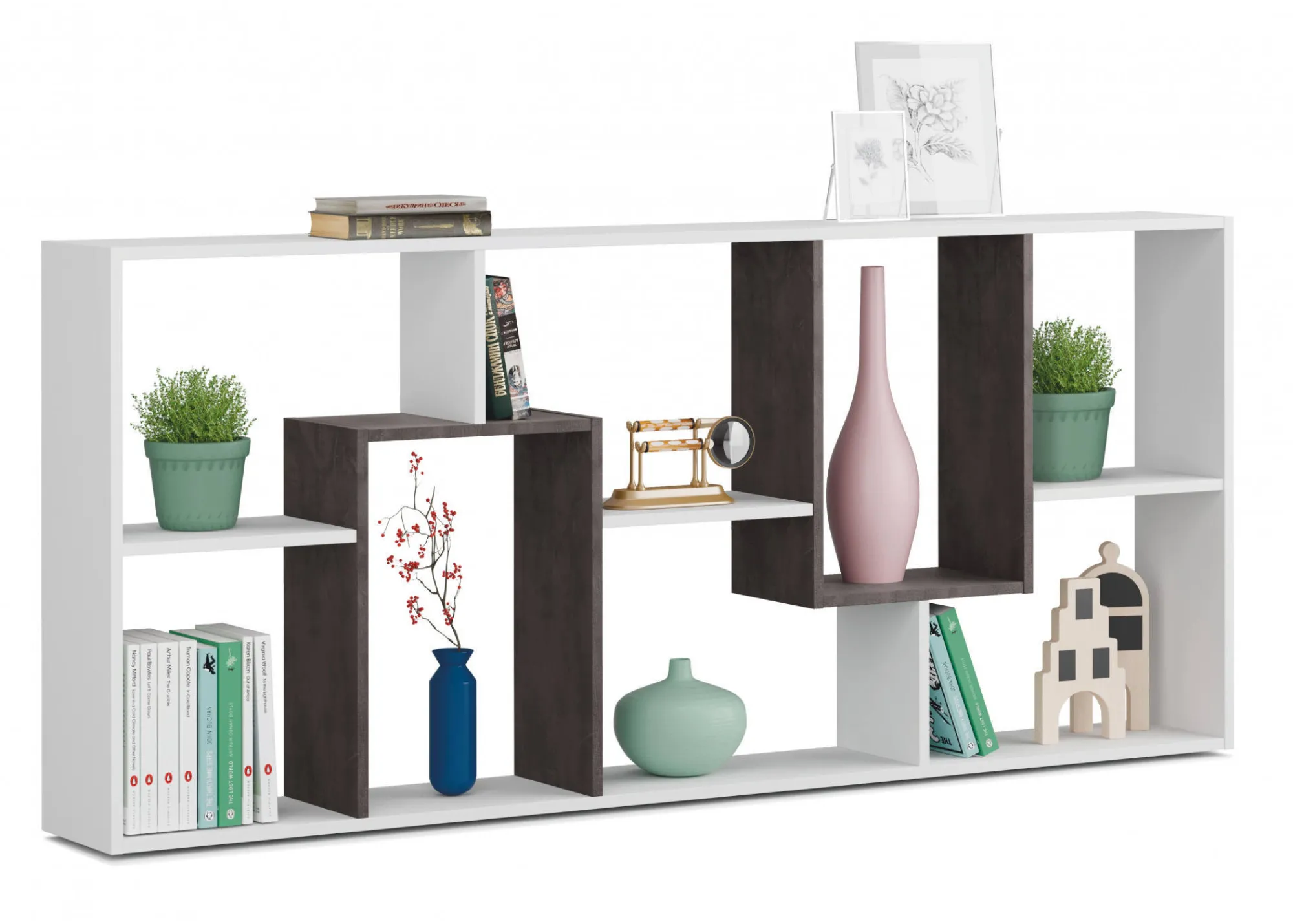 Libreria Arconnor, 80x25h180 cm, Bianco e Ossido<Dmora Flash Sale