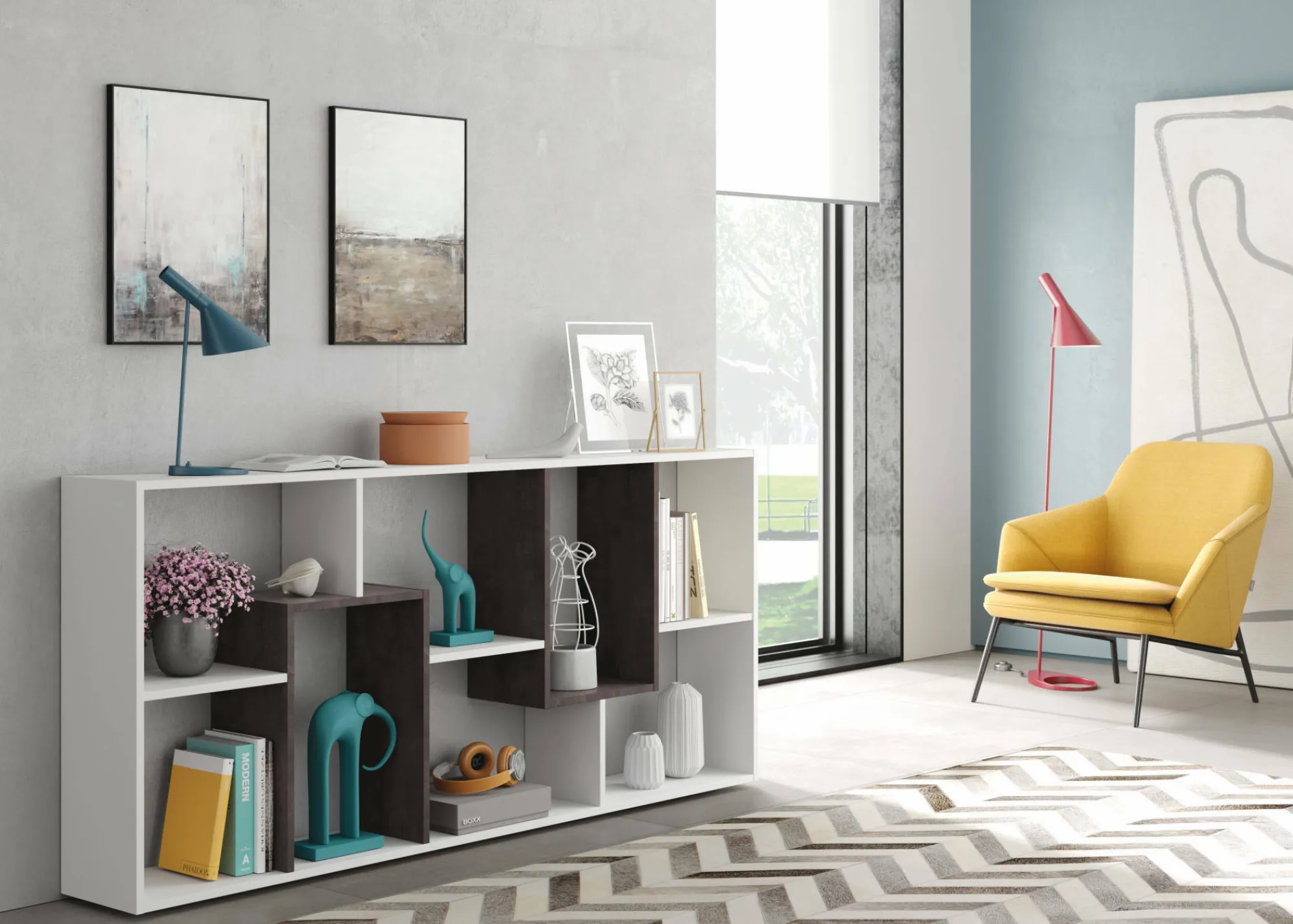 Libreria Arconnor, 80x25h180 cm, Bianco e Ossido<Dmora Flash Sale