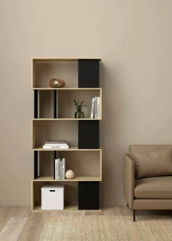Libreria Arg, 80x29 h175 cm, Quercia e Nero<Dmora Cheap