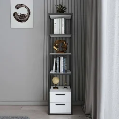 Libreria Arsim, 39x39h169 cm, Bianco e Nero<Dmora Best Sale