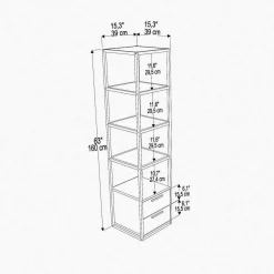 Libreria Arsim, 39x39h169 cm, Nero e Antracite<Dmora Store