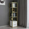 Libreria Arsim, 39x39h169 cm, Oro e Bianco<Dmora Cheap