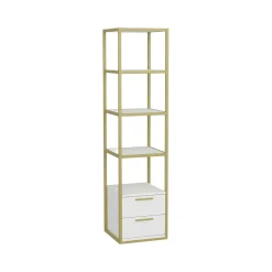 Libreria Arsim, 39x39h169 cm, Oro e Bianco<Dmora Cheap