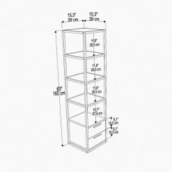 Libreria Arsim, 39x39h169 cm, Oro e Bianco<Dmora Cheap