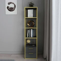 Libreria Arsim, 39x39h169 cm, Oro e Antracite<Dmora Hot