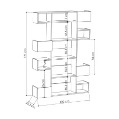 Libreria Artich, 120x25h171 cm, Bianco e Rovere<Dmora Online