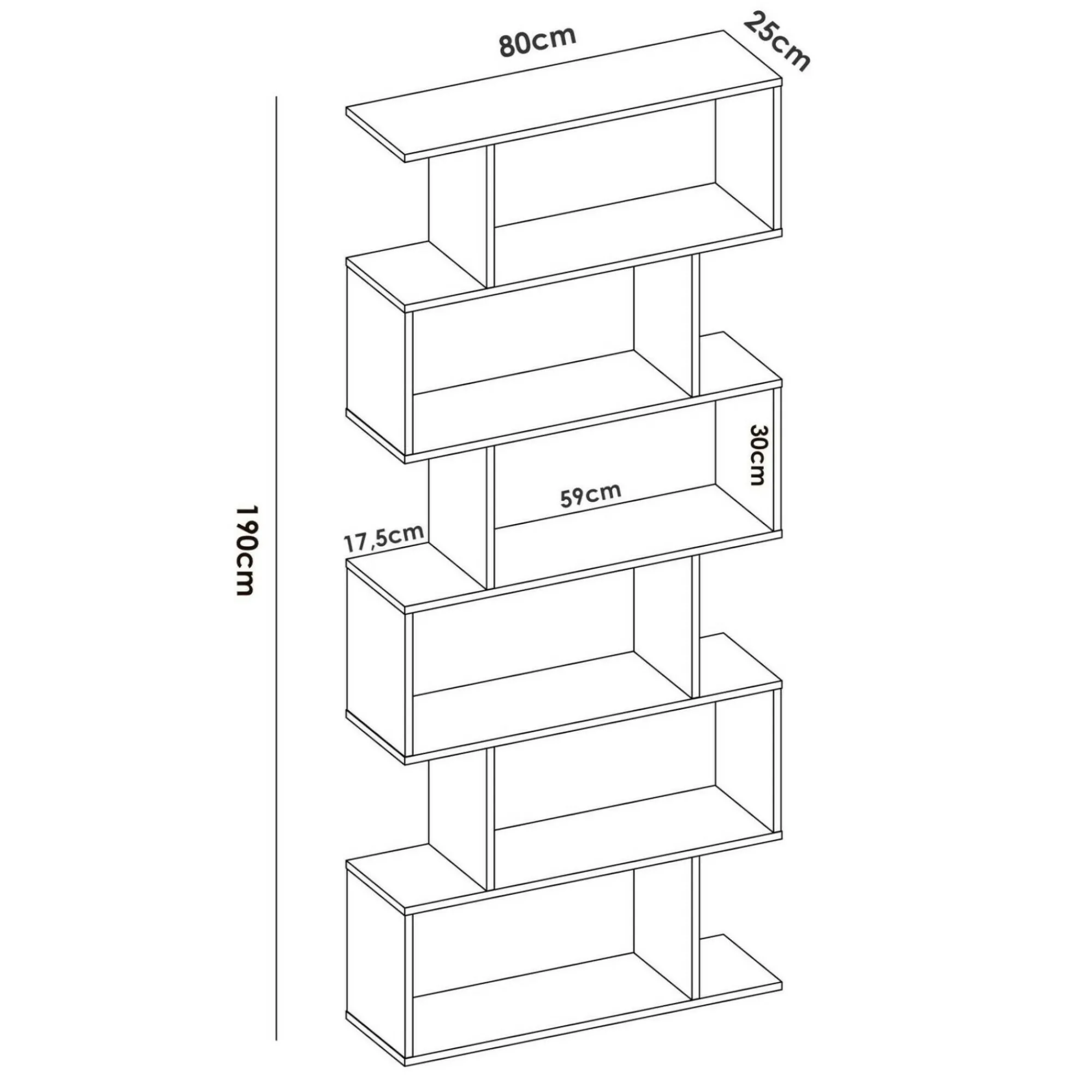 Libreria As, 80x25h190 cm,<Dmora Outlet