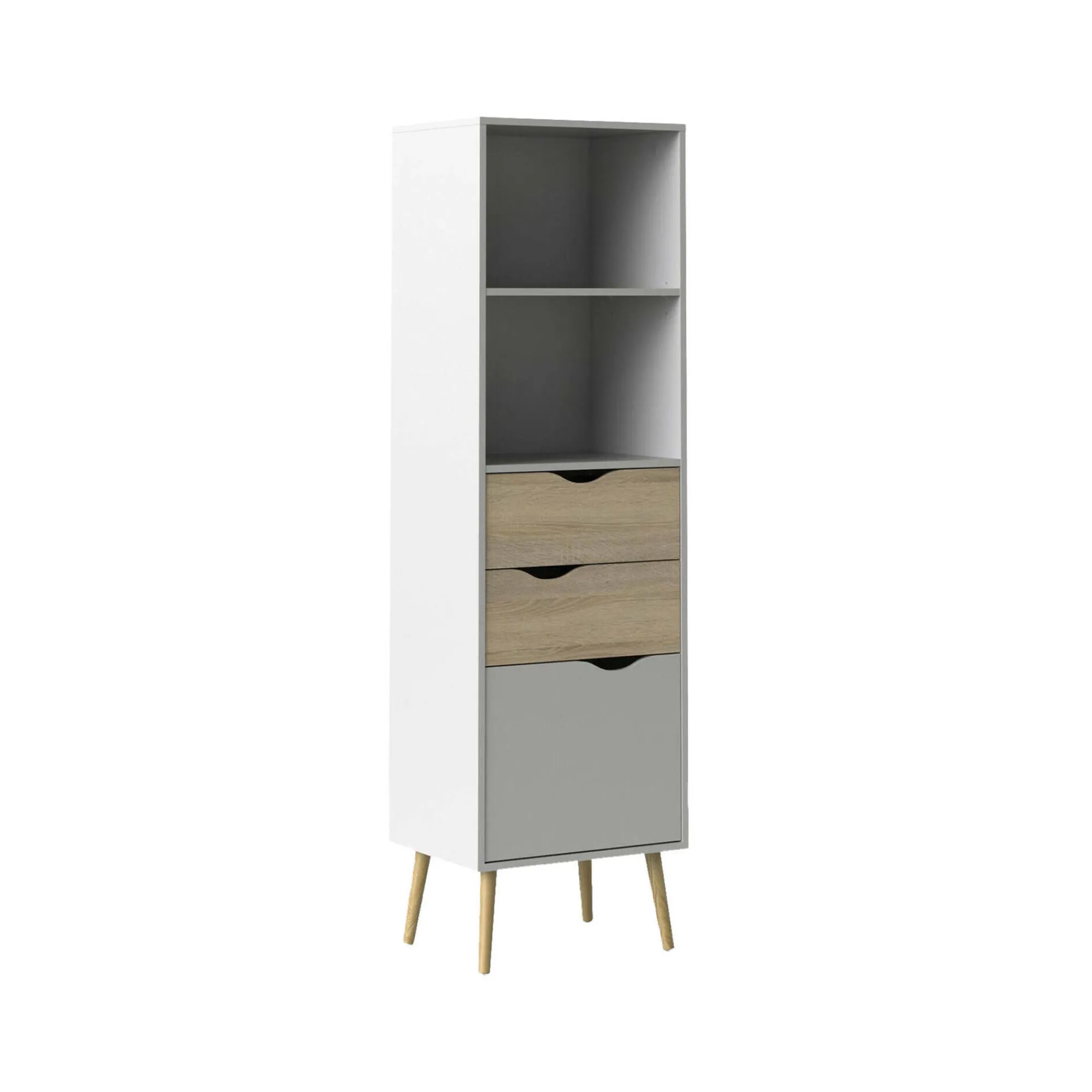 Libreria Assesor, 50x39 h171 cm, Bianco e Quercia<Dmora Store