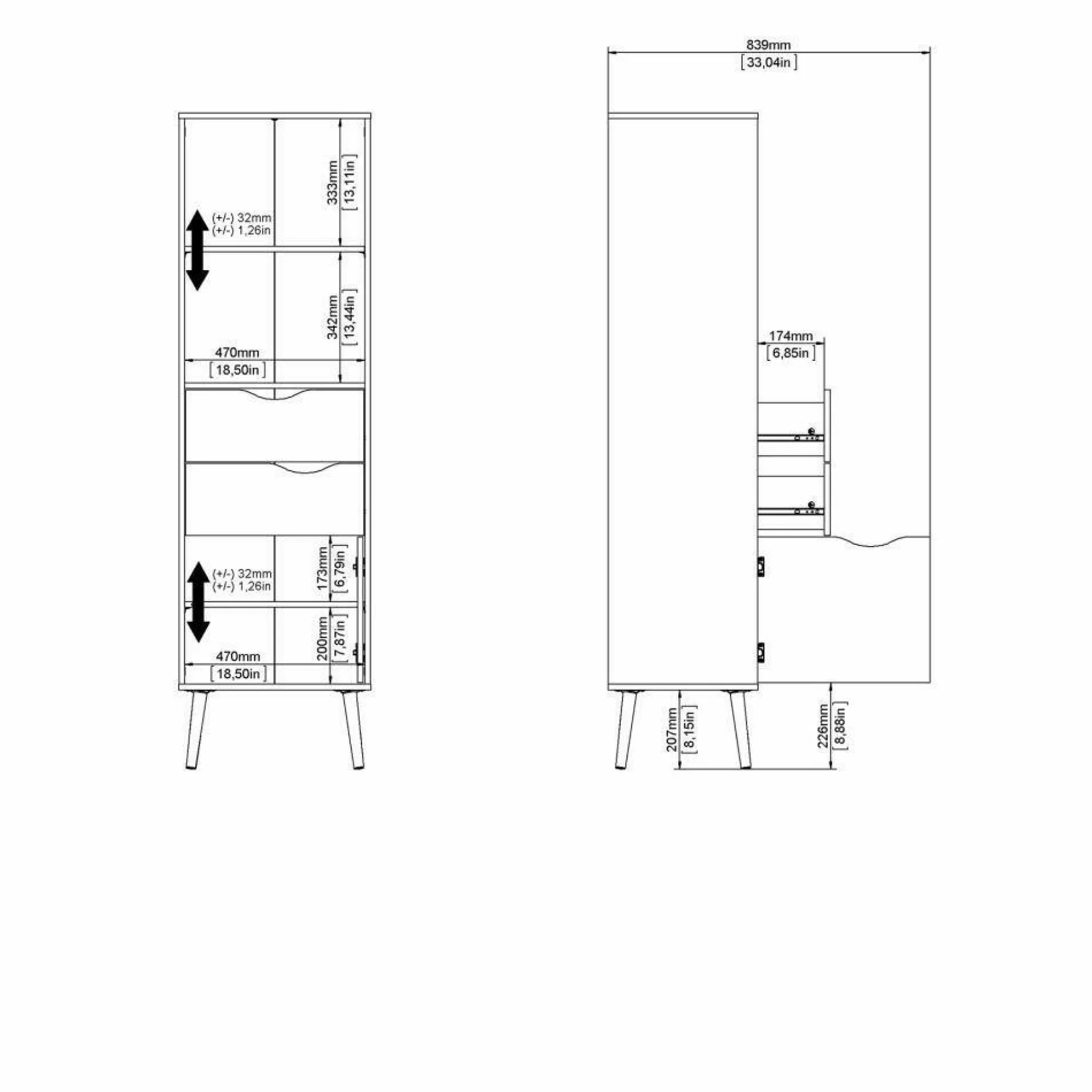 Libreria Assesor, 50x39 h171 cm, Bianco e Quercia<Dmora Store