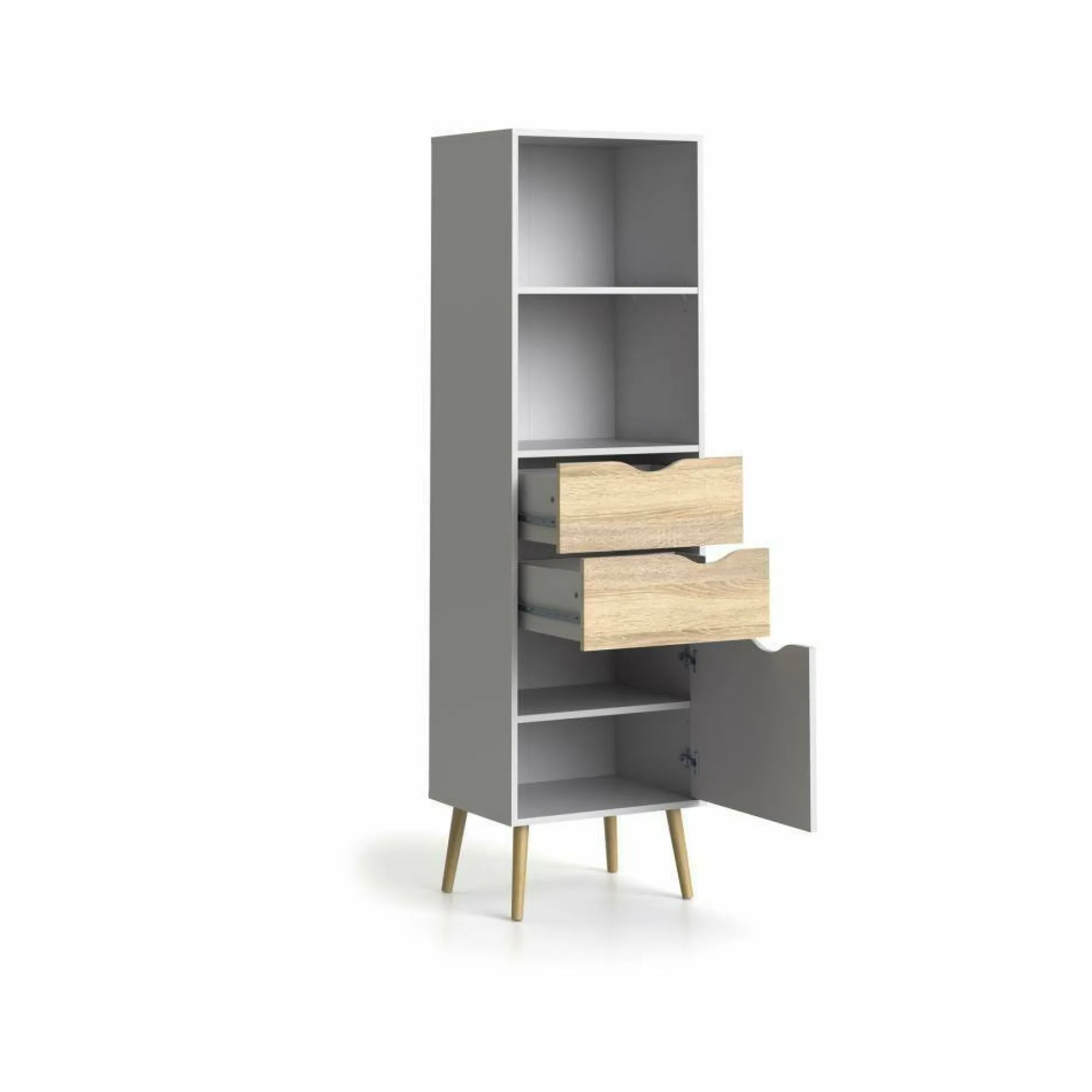 Libreria Assesor, 50x39 h171 cm, Bianco e Quercia<Dmora Store
