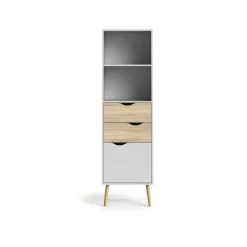 Libreria Assesor, 50x39 h171 cm, Bianco e Quercia<Dmora Store